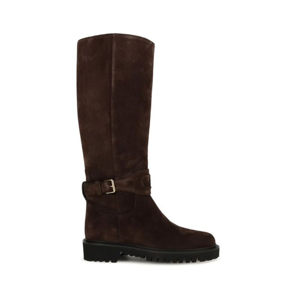 Valentino Garavani Brown Calf Leather Bos Taurus Flat Women's Boots